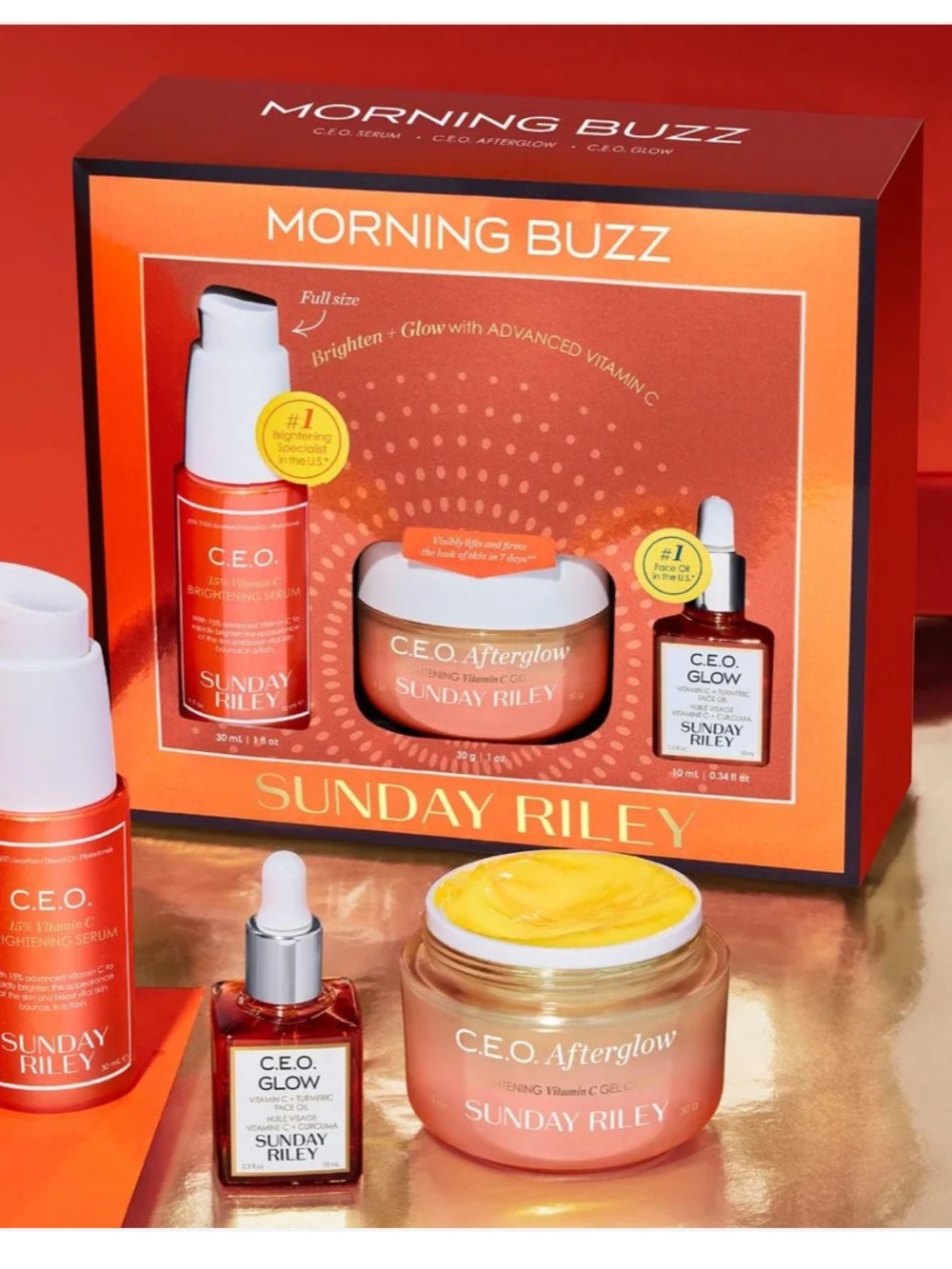 Sunday Riley Morning Buzz Skincare Set in Orange with Vitamin C